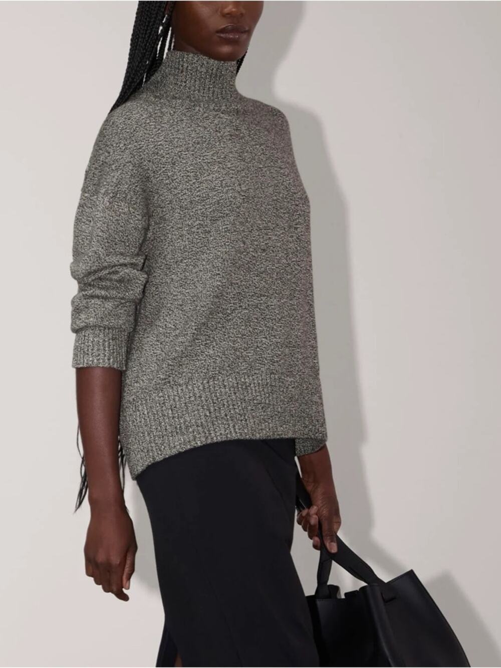 Everlane Boxy Turtleneck Sweater In Everyday Cotton NWT Canvas Black Twist XL